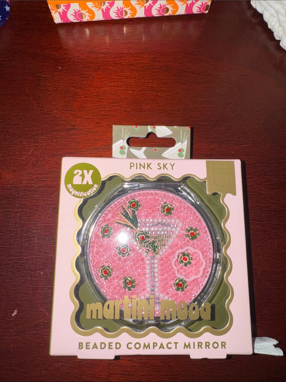 Pink Sky Beaded Compact Mirror - Martini Mood